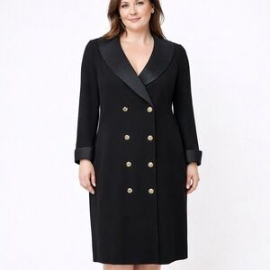 Frank Usher‎ Black Wool Blend Double Breasted Dress | Size 12